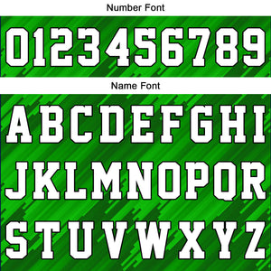 Uniforme de baloncesto verde tipo rayas personalizado con su logotipo-nombre y número impresos