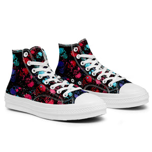 Resalta tu estilo con las zapatillas de lona de caña media Skeleton para hombre y mujer
