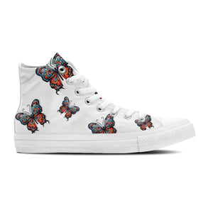 Graceful Soar: Zapatillas de lona de media caña adornadas con la elegancia de una mariposa para hombre y mujer: un paso caprichoso hacia el estilo y la comodidad