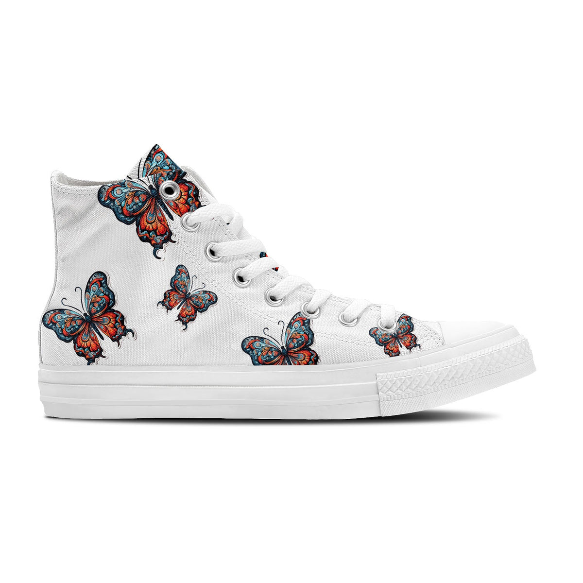 Graceful Soar: Zapatillas de lona de media caña adornadas con la elegancia de una mariposa para hombre y mujer: un paso caprichoso hacia el estilo y la comodidad