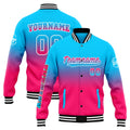 Chaqueta universitaria personalizada estilo Letterman para hombres-mujeres y jóvenes-color azul claro y rosa