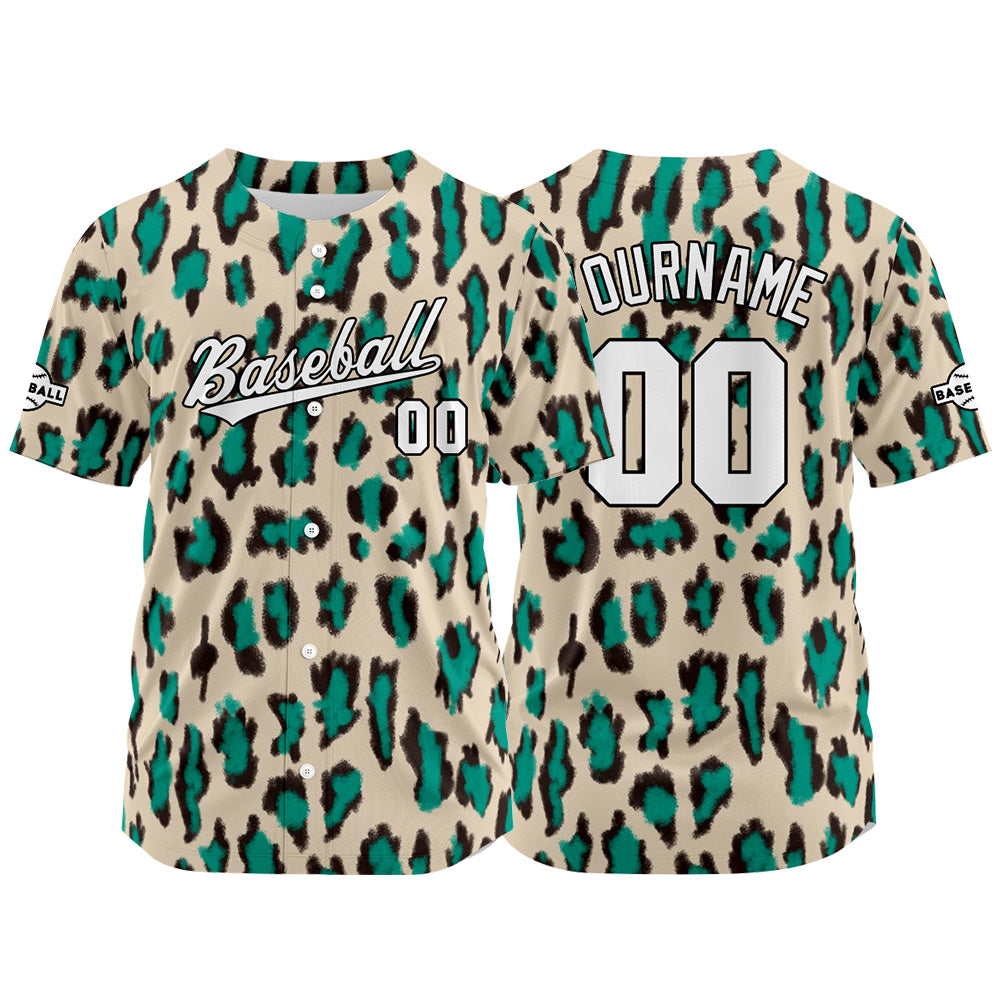 Camiseta de béisbol con dise?o personalizado estampado a todo color verde-beige