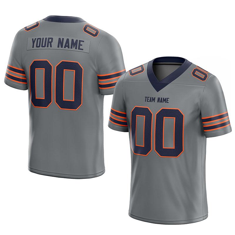 custom authentic football jersey gray-navy-orange mesh