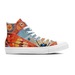 Opulent Flutter: Zapatillas unisex de media caña de lona -Déjese seducir por la belleza de los diseños de mariposas Op Art para hombres y mujeres