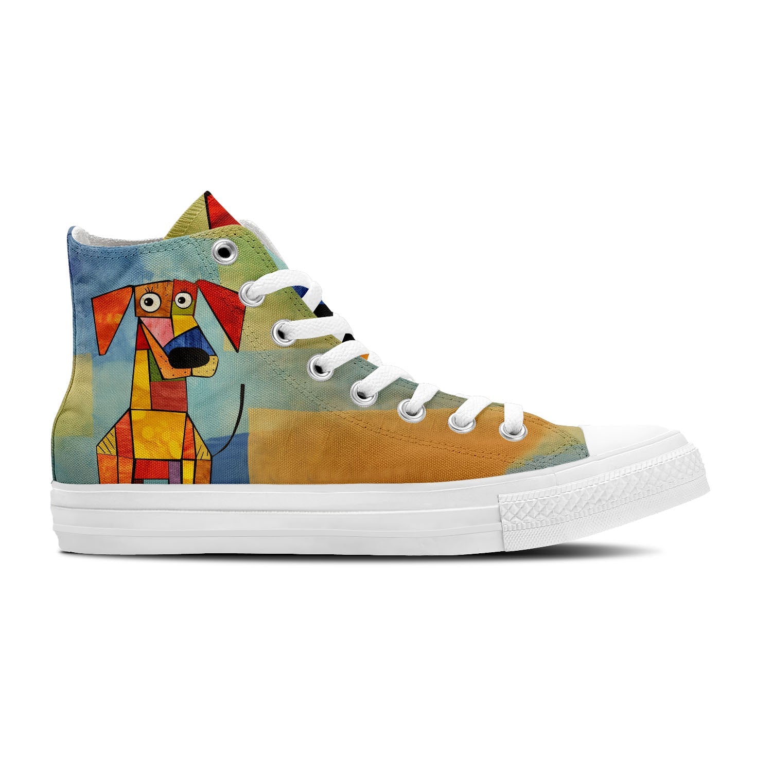 Perfección abstracta: Sumérgete en un mundo de arte con las zapatillas de lona de media caña para hombre y mujer con estampados de gatos que transforman cada paso en una expresión abstracta de belleza felina