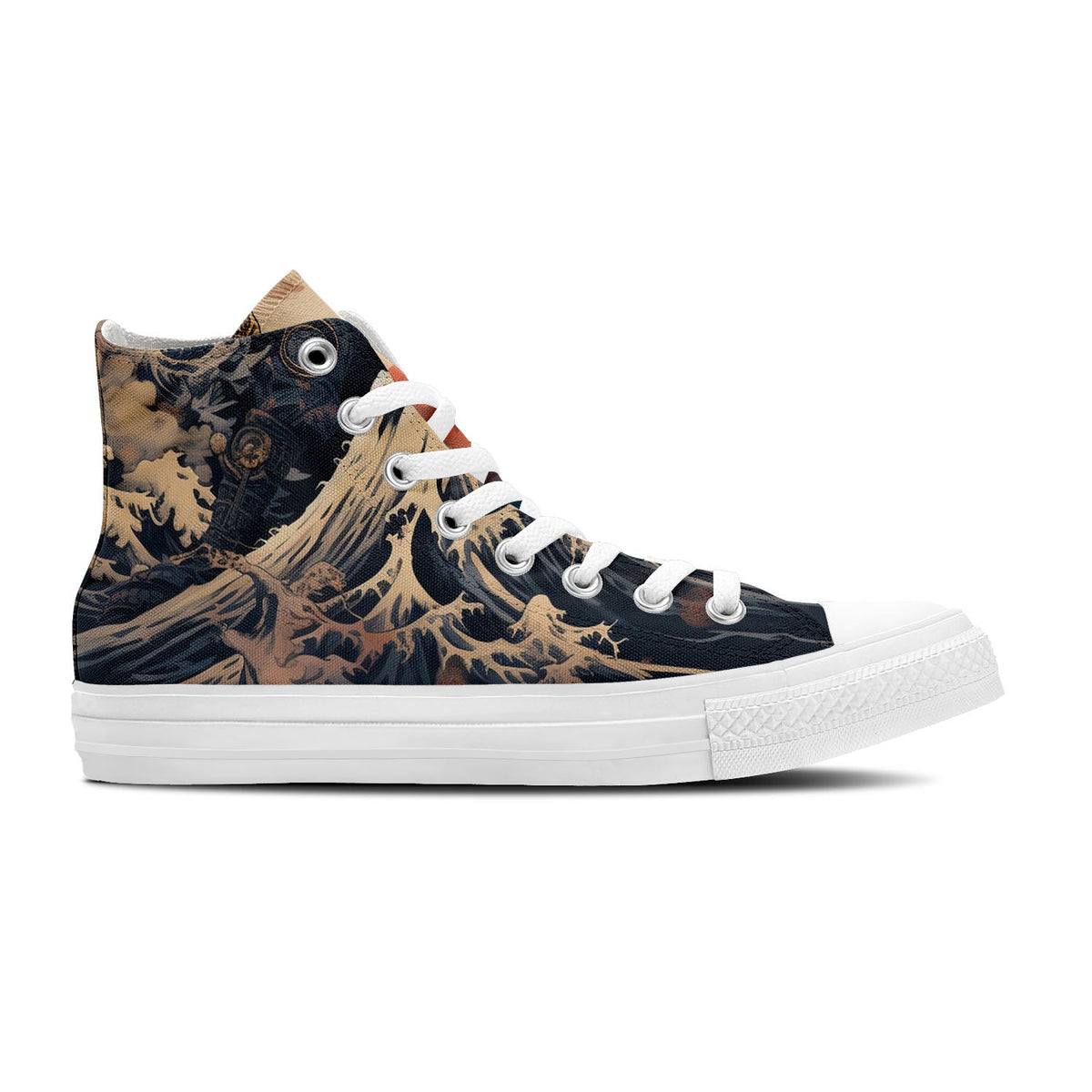 Estilo Swordplay Chic: Zapatillas de lona de caña alta con motivos de samuráis japoneses: una declaración de moda atrevida para ambos sexos