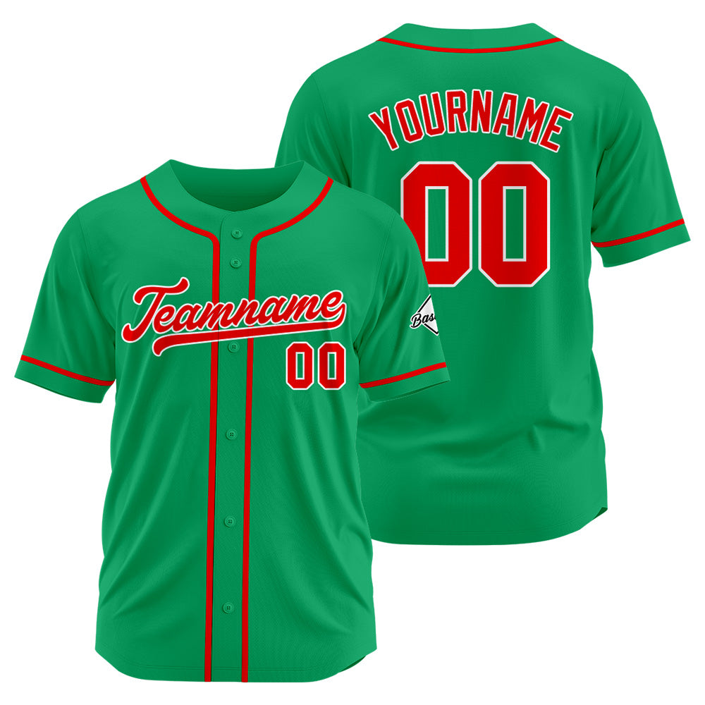Camiseta de béisbol personalizada con diseño bordado & estilo hip hop & color verde y rojo