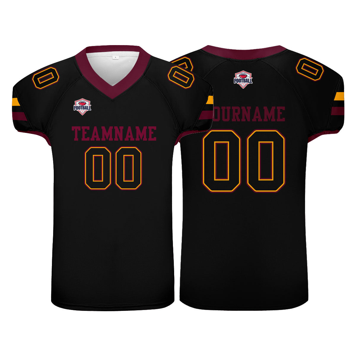 Camiseta de fútbol personalizada con nombre y número del equipo impresos en color negro