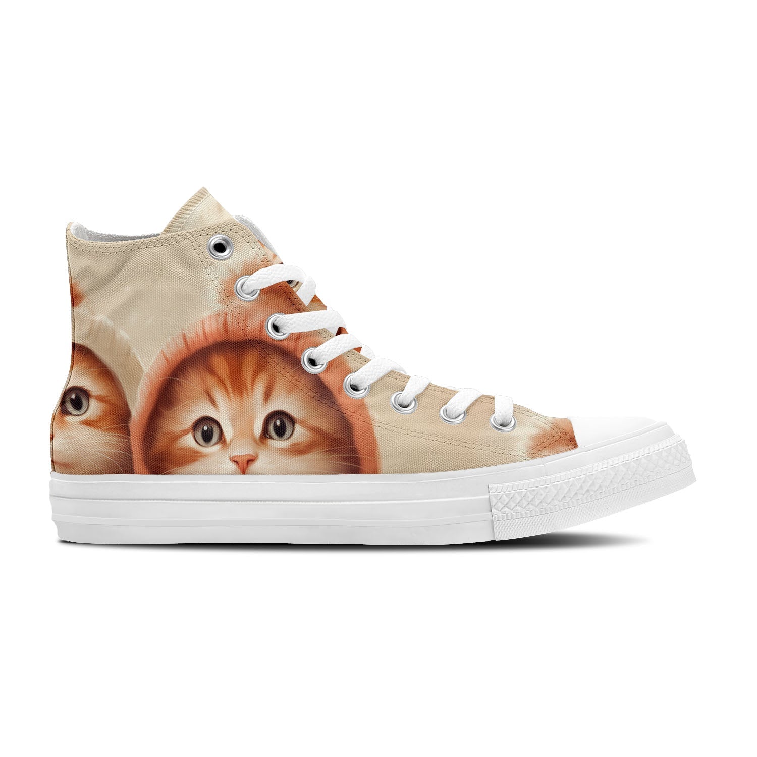 Kitty Chic: Camina con estilo con nuestras zapatillas unisex de lona de corte medio-que lucen encantadores motivos de gatos que añaden un toque divertido a cada paso-ideales para hombres y mujeres