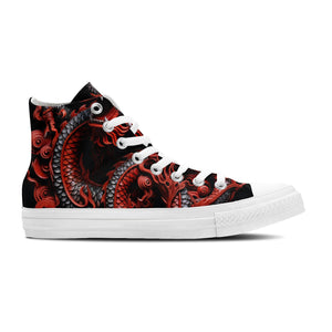 Eleva tu estilo con estas zapatillas de lona de media caña inspiradas en dragones: una declaración de moda unisex