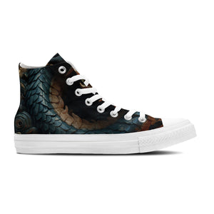 Eleva tu estilo con estas zapatillas de lona de media caña inspiradas en dragones: una declaración de moda unisex