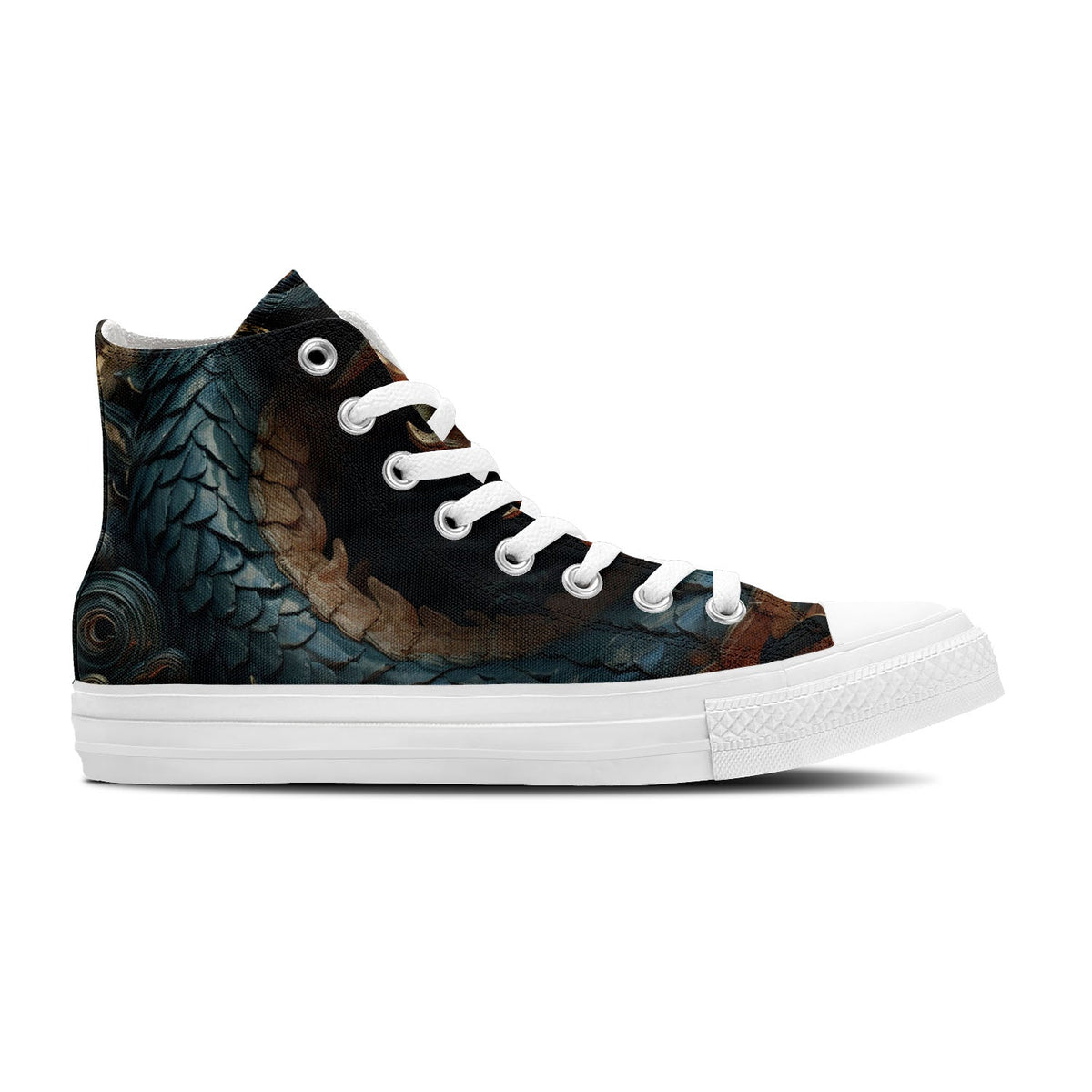 Eleva tu estilo con estas zapatillas de lona de media caña inspiradas en dragones: una declaración de moda unisex