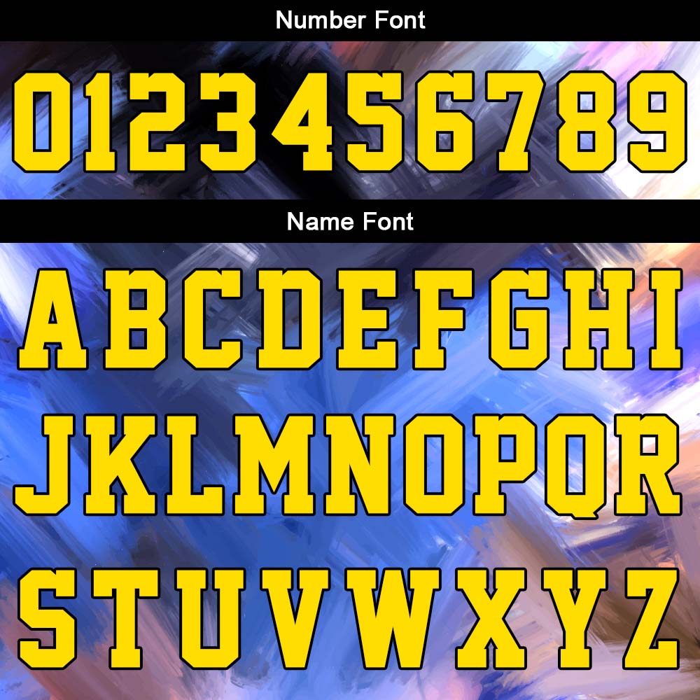 Uniforme de baloncesto personalizado amarillo y azul con tu logotipo-nombre y número impresos