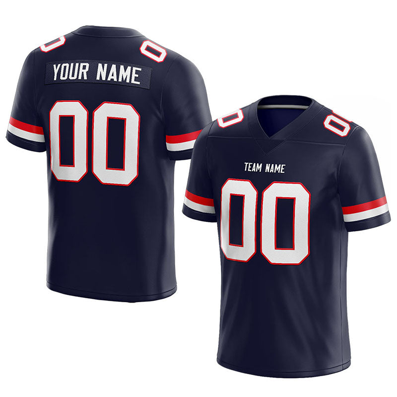 customized  authentic football jersey navy-red-white mesh