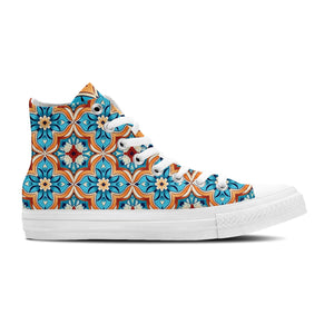 Tapiz de la naturaleza: Envuelve tus pies en el encanto de los azules marroquíes con nuestros exquisitos zapatos de lona