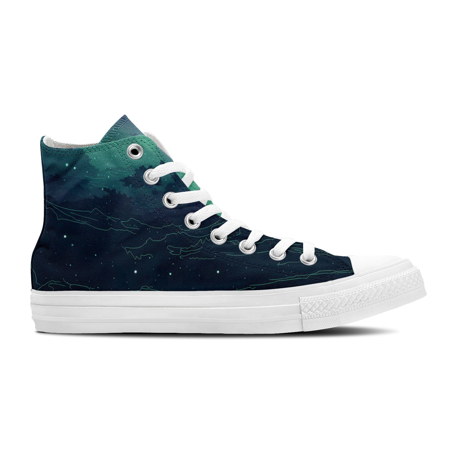 Elegancia nocturna: Zapatillas de lona de caña alta con estampado de cielo estrellado: una opción elegante para ambos sexos