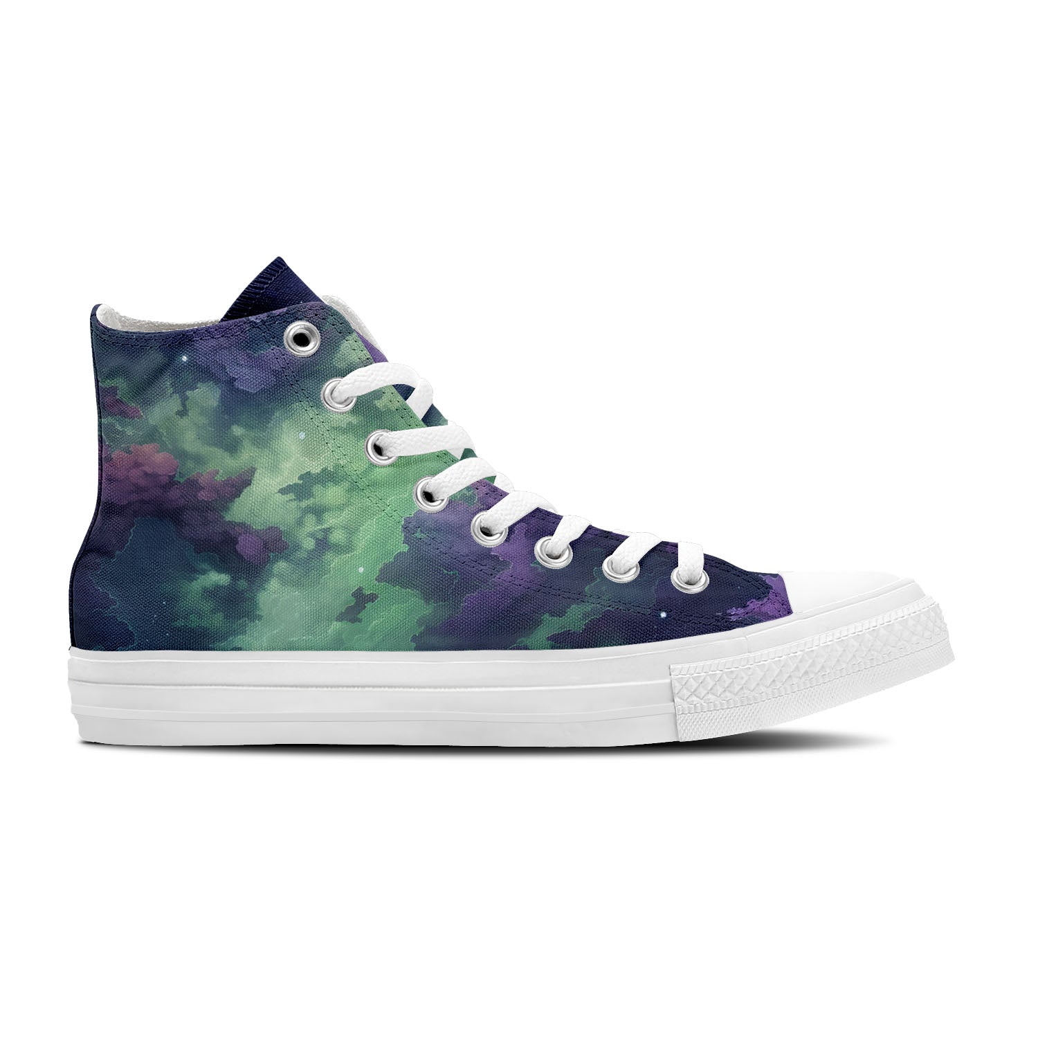 Galactic Allure: Zapatillas de lona de media caña para hombre y mujer -Explora el cosmos con la elegancia del cielo nocturno