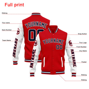 Chaqueta universitaria personalizada estilo Letterman para hombres-mujeres y jóvenes-color rojo y blanco