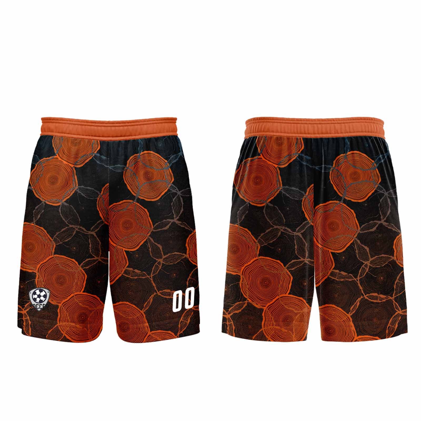 Conjunto personalizado de camiseta de uniforme negra y naranja para niños y adultos