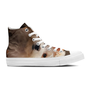 Whiskers Wonderland: Adéntrate en la ternura unisex con nuestras adorables zapatillas de lona de corte medio-con divertidos diseños de gatitos para hombres y mujeres