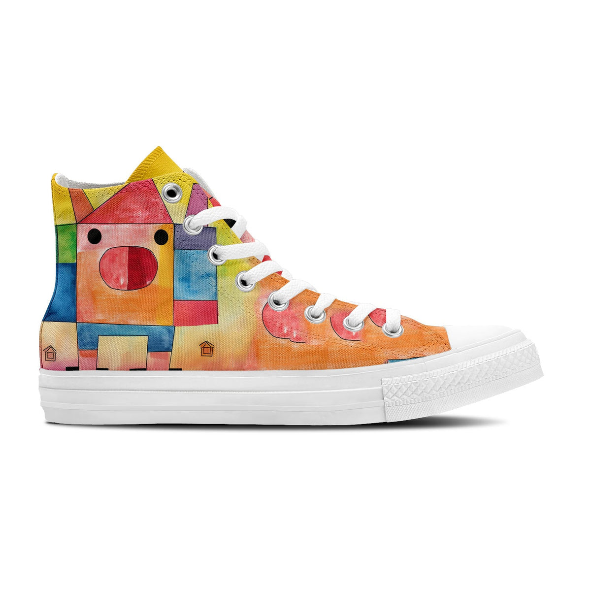 Elegancia Porcina: Da rienda suelta a tu creatividad con estas zapatillas de lona de caña alta: moda unisex adornada con el cautivador y divertido estampado artístico de cerdos