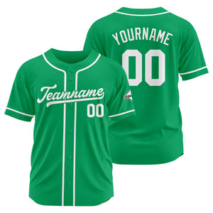 Camiseta de béisbol personalizada con diseño bordado & estilo hip hop & color verde y blanco