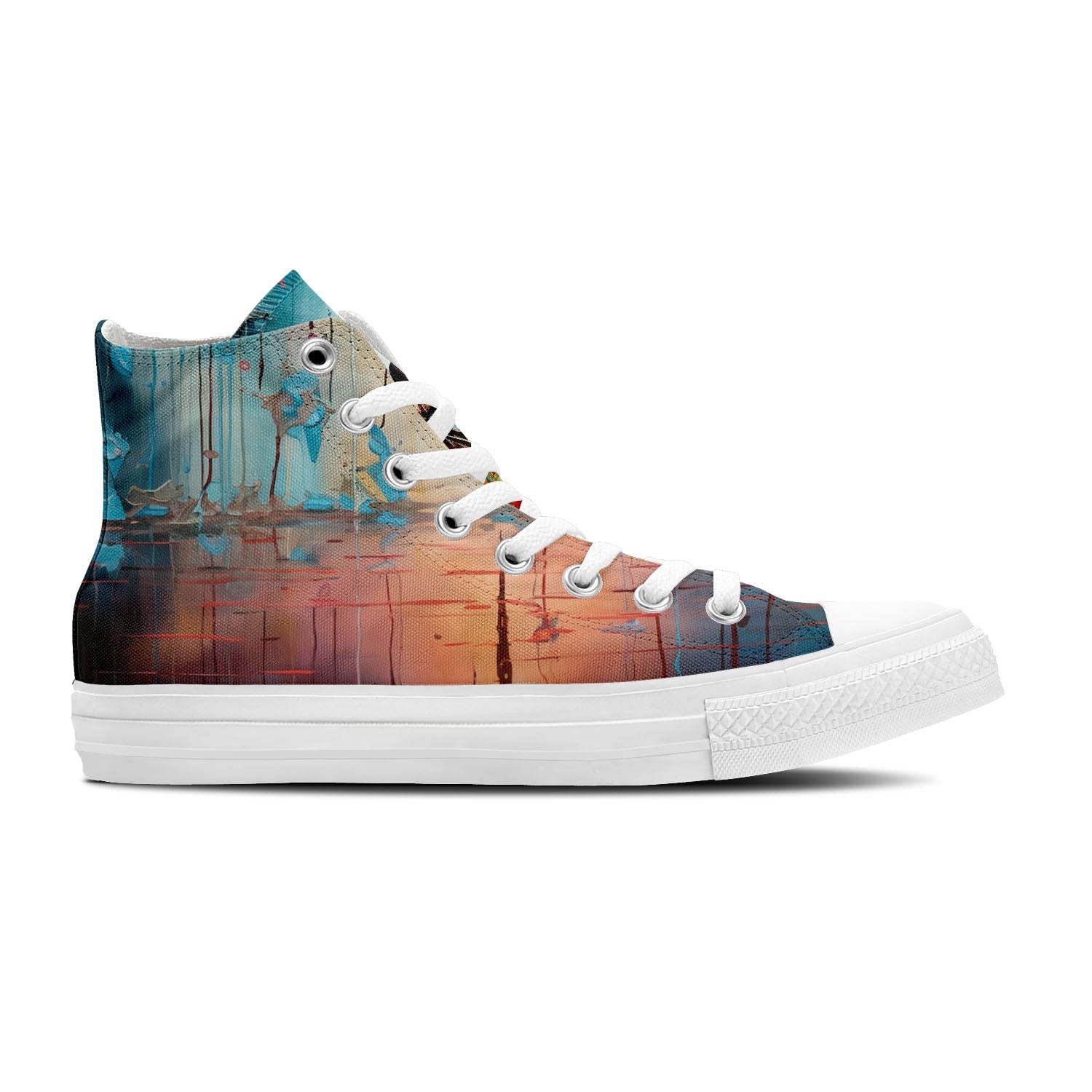 Ink Fusion: Zapatillas unisex de media caña de lona -Sumérgete en el arte del goteo con diseños dinámicos de libélulas para hombres y mujeres