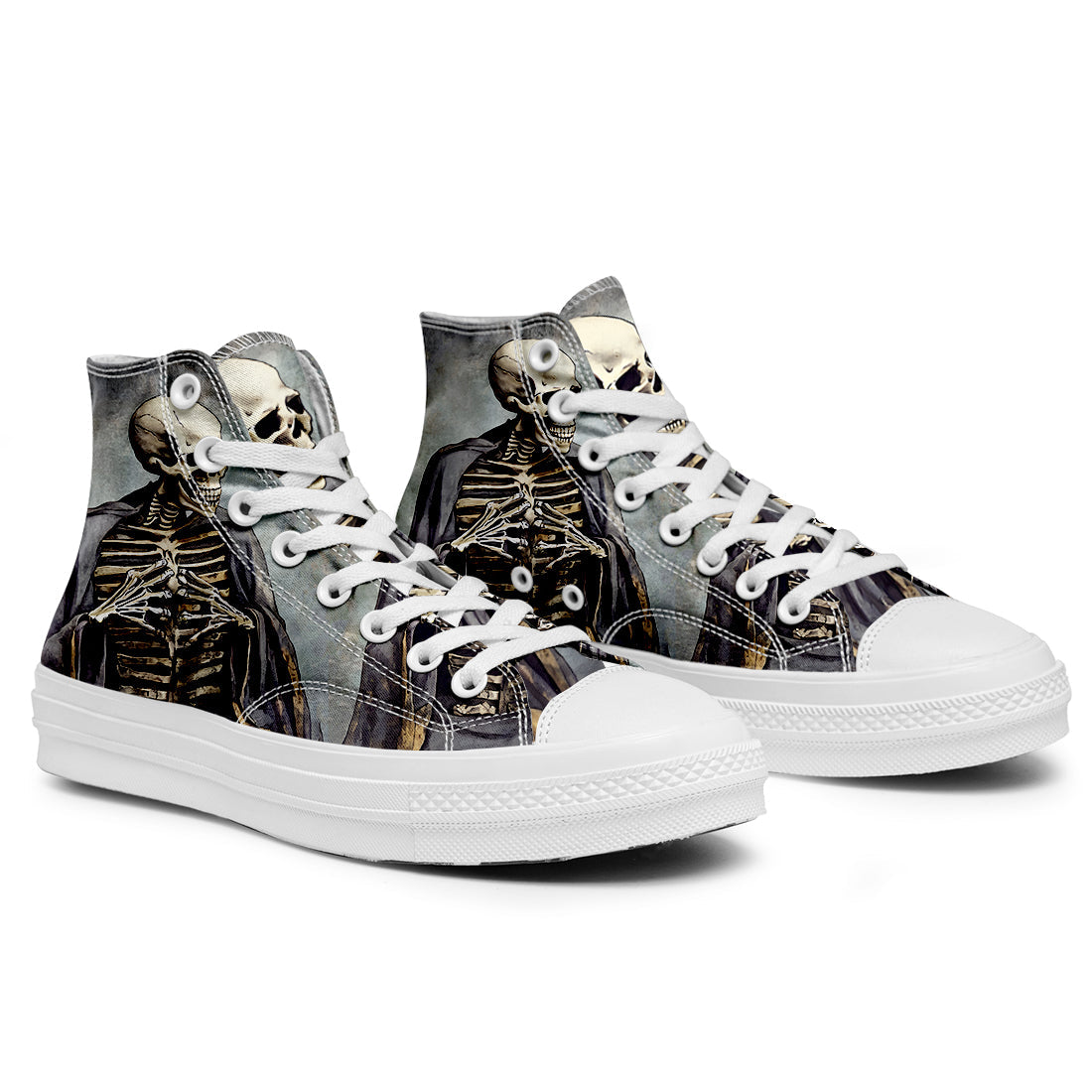 Resalta tu estilo con las zapatillas de lona de caña media Skeleton para hombre y mujer