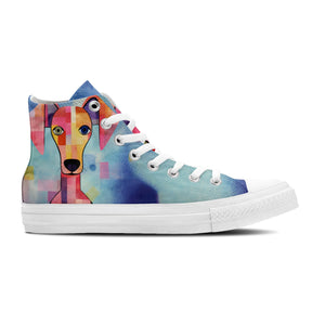 Whimsical Whiskers: Zapatillas unisex de lona de media caña: Adéntrate en el artístico mundo de la elegancia felina con cautivadores estampados de gatos para hombres y mujeres