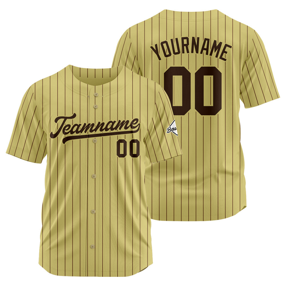 Camiseta de béisbol personalizada con diseño bordado & estilo hip hop & color dorado-marrón