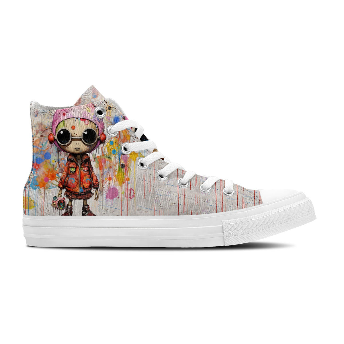 Dynamic Boy Sketch: Zapatillas unisex de lona de media caña -Adéntrate en una aventura de estilo Sketch con enérgicos estampados Boy para hombre y mujer