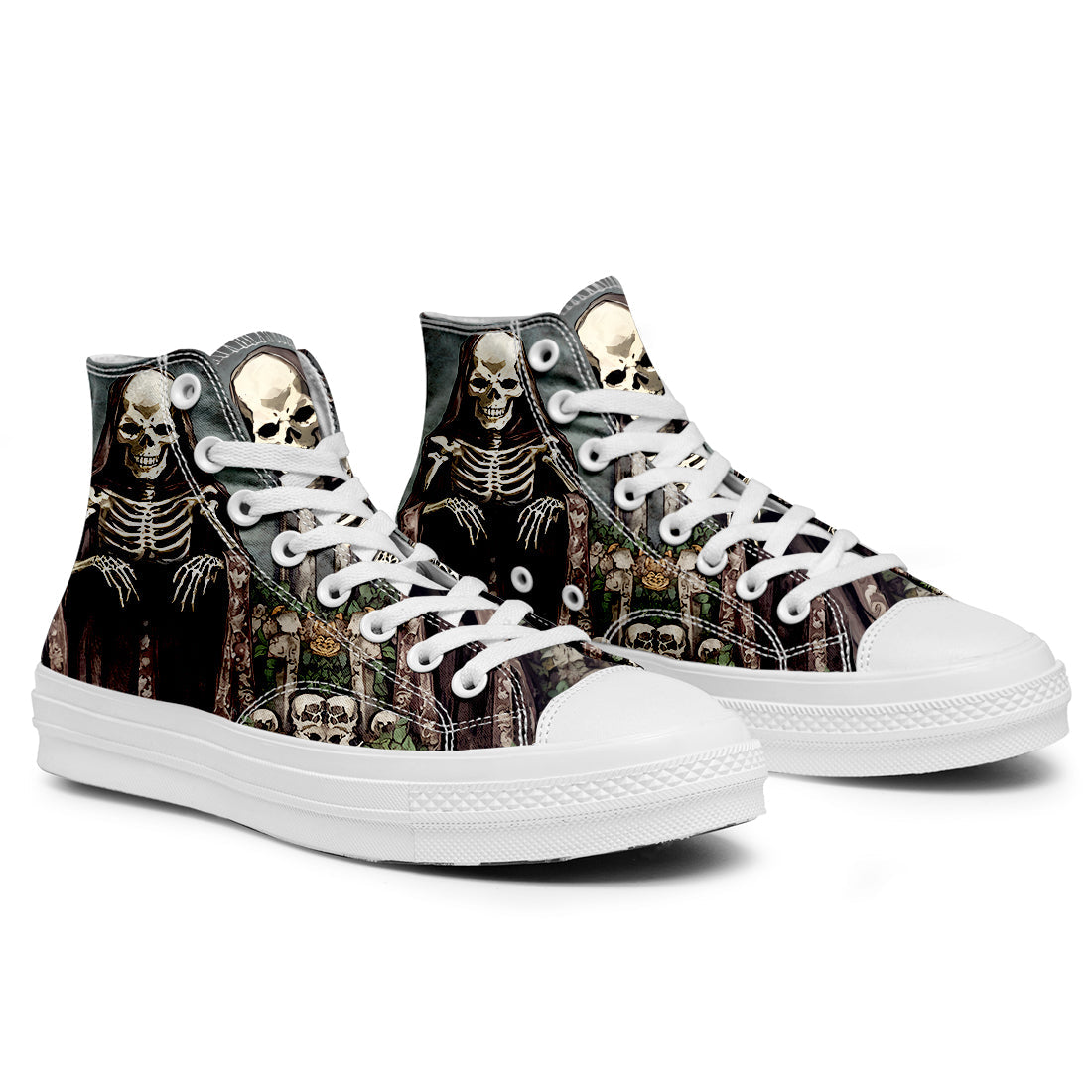 Resalta tu estilo con las zapatillas de lona de caña media Skeleton para hombre y mujer