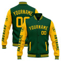 Chaqueta universitaria personalizada estilo Letterman para hombres-mujeres y jóvenes-color verde y amarillo