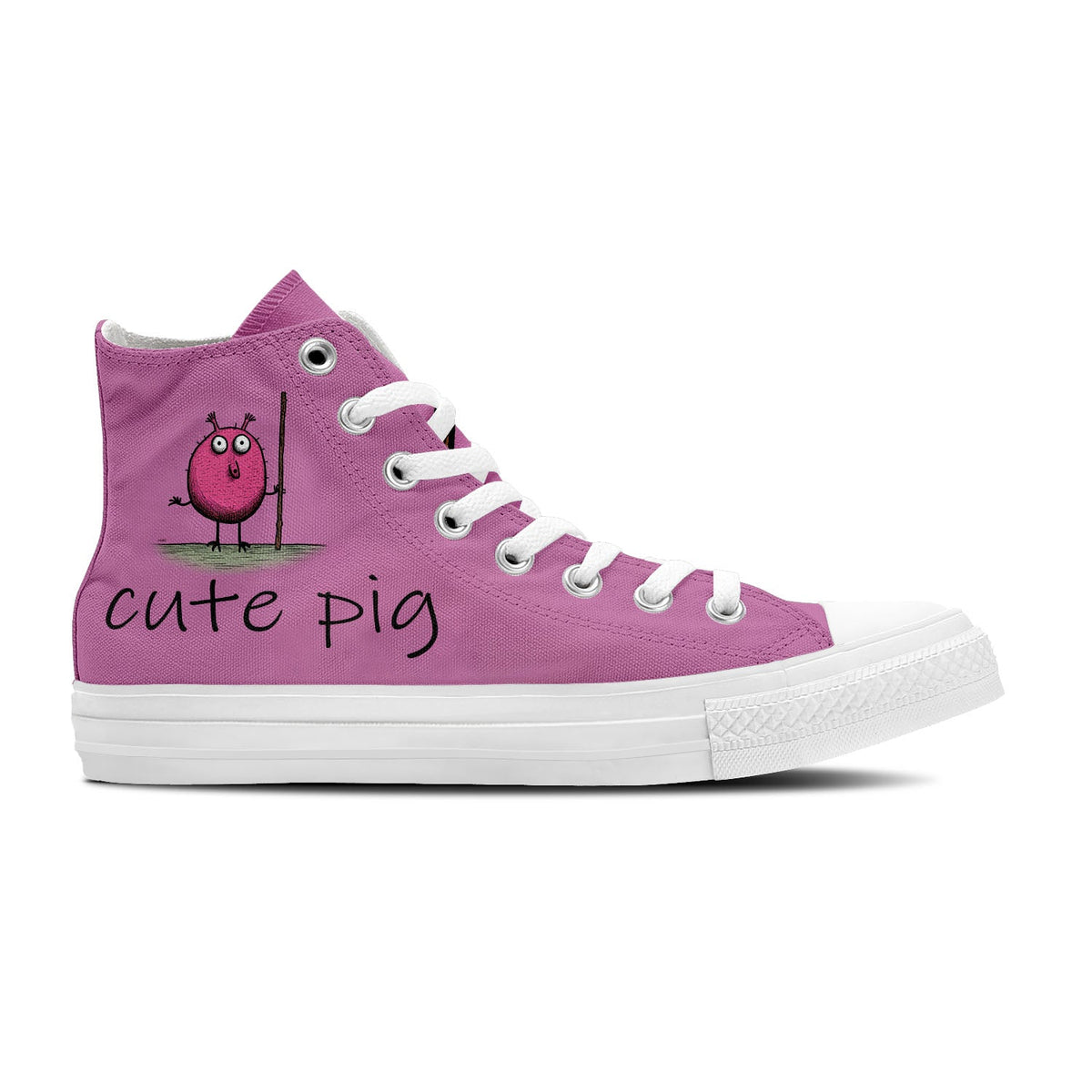 Adorable Oink: Déjese seducir por la ternura con nuestras zapatillas de lona de media caña con divertidos dibujos de cerditos: moda divertida para hombres y mujeres