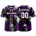 Camiseta de béisbol personalizada para hombres mujeres ni?os y jóvenes con bordados y estampado de calavera rosa y morado