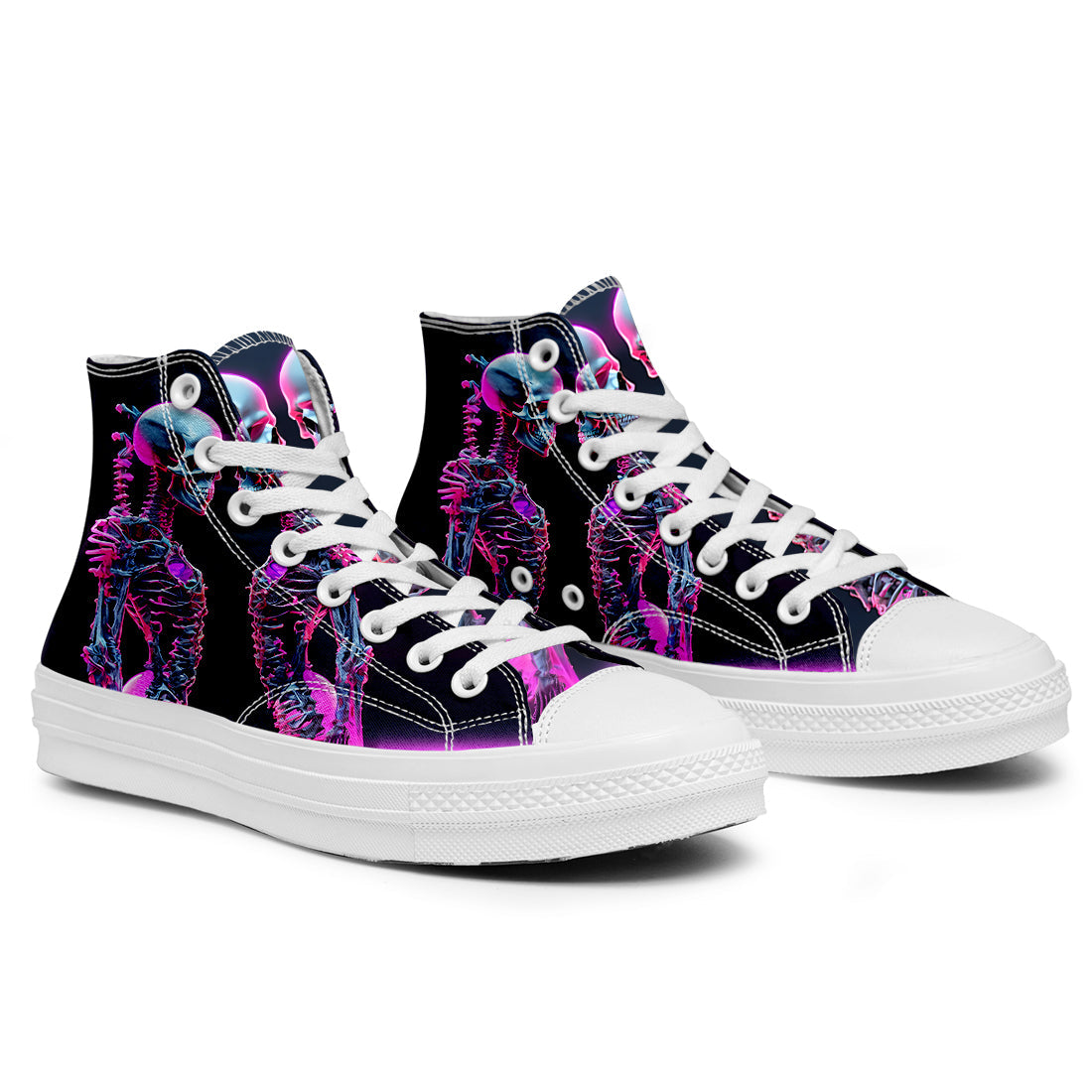 Resalta tu estilo con las zapatillas de lona de caña media Skeleton para hombre y mujer