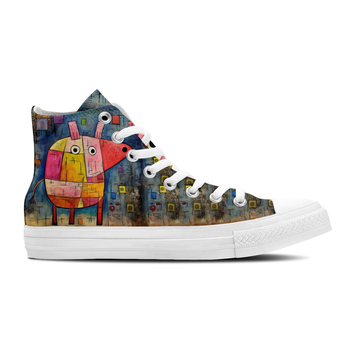 Sinfonía de Cerdos: Zapatillas de lona de media caña para hombre y mujer -Eleva tu estilo con estas zapatillas de lona de caña media que presentan el encantador arte de los diseños atemporales de cerdos