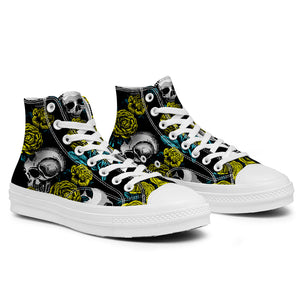 Resalta tu estilo con las zapatillas de lona de caña media Skeleton para hombre y mujer