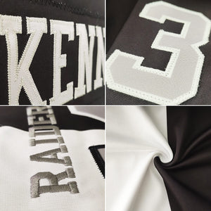 custom authentic split fashion football jersey black-white-gray mesh