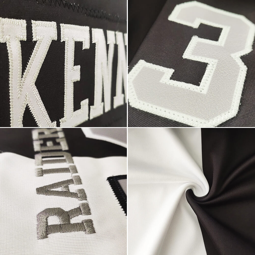 custom authentic split fashion football jersey black-white-gray mesh