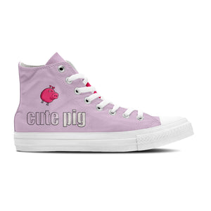 Adorable Oink: Déjese seducir por la ternura con nuestras zapatillas de lona de media caña con divertidos dibujos de cerditos: moda divertida para hombres y mujeres