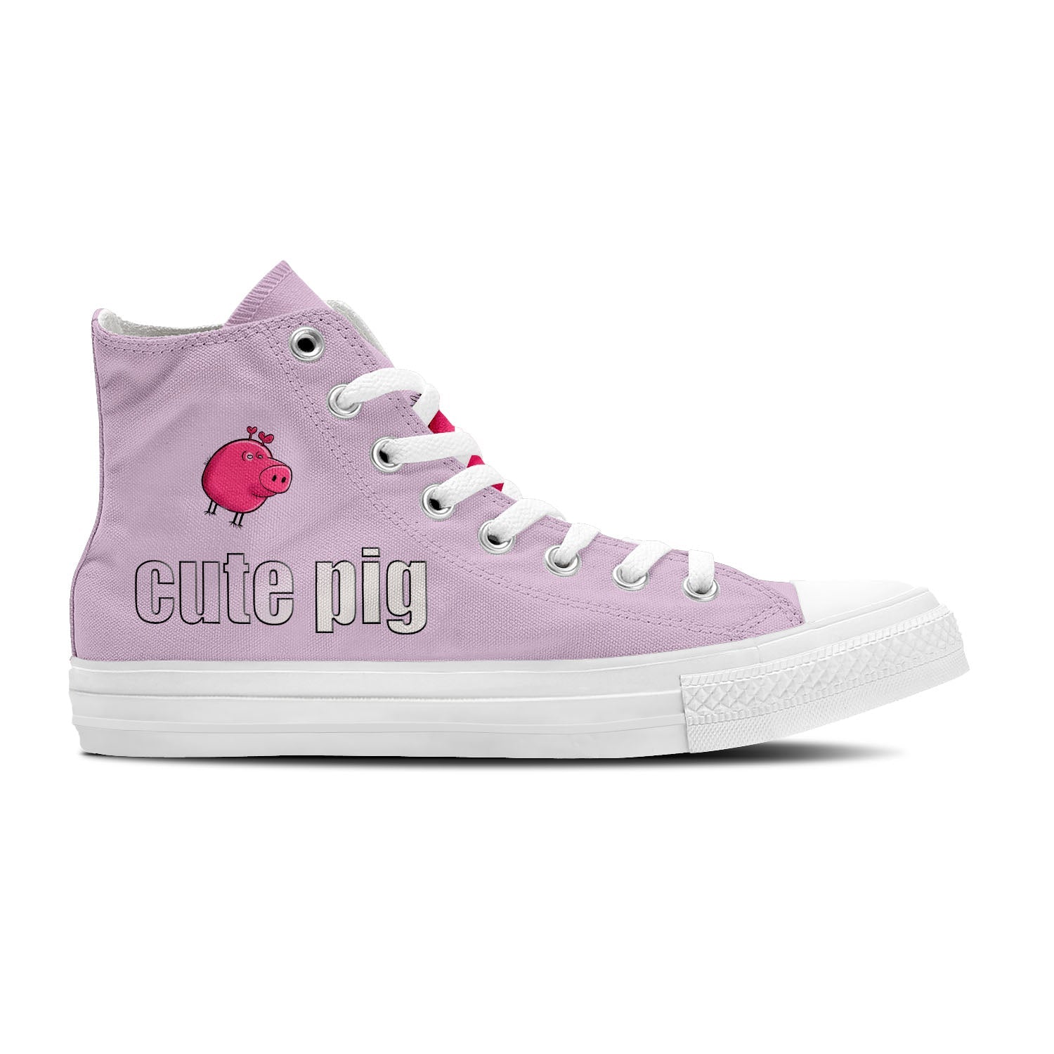 Adorable Oink: Déjese seducir por la ternura con nuestras zapatillas de lona de media caña con divertidos dibujos de cerditos: moda divertida para hombres y mujeres