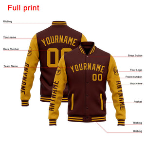 Chaqueta universitaria personalizada estilo Letterman para hombres-mujeres y jóvenes-color burdeos y dorado