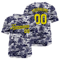 Camiseta de béisbol azul marino con dise?o personalizado estampado completo