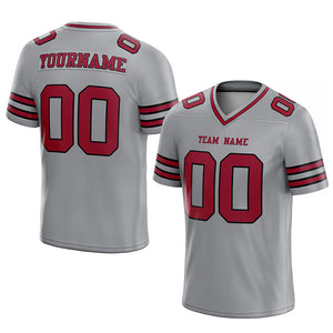 custom authentic football jersey gray red-black mesh