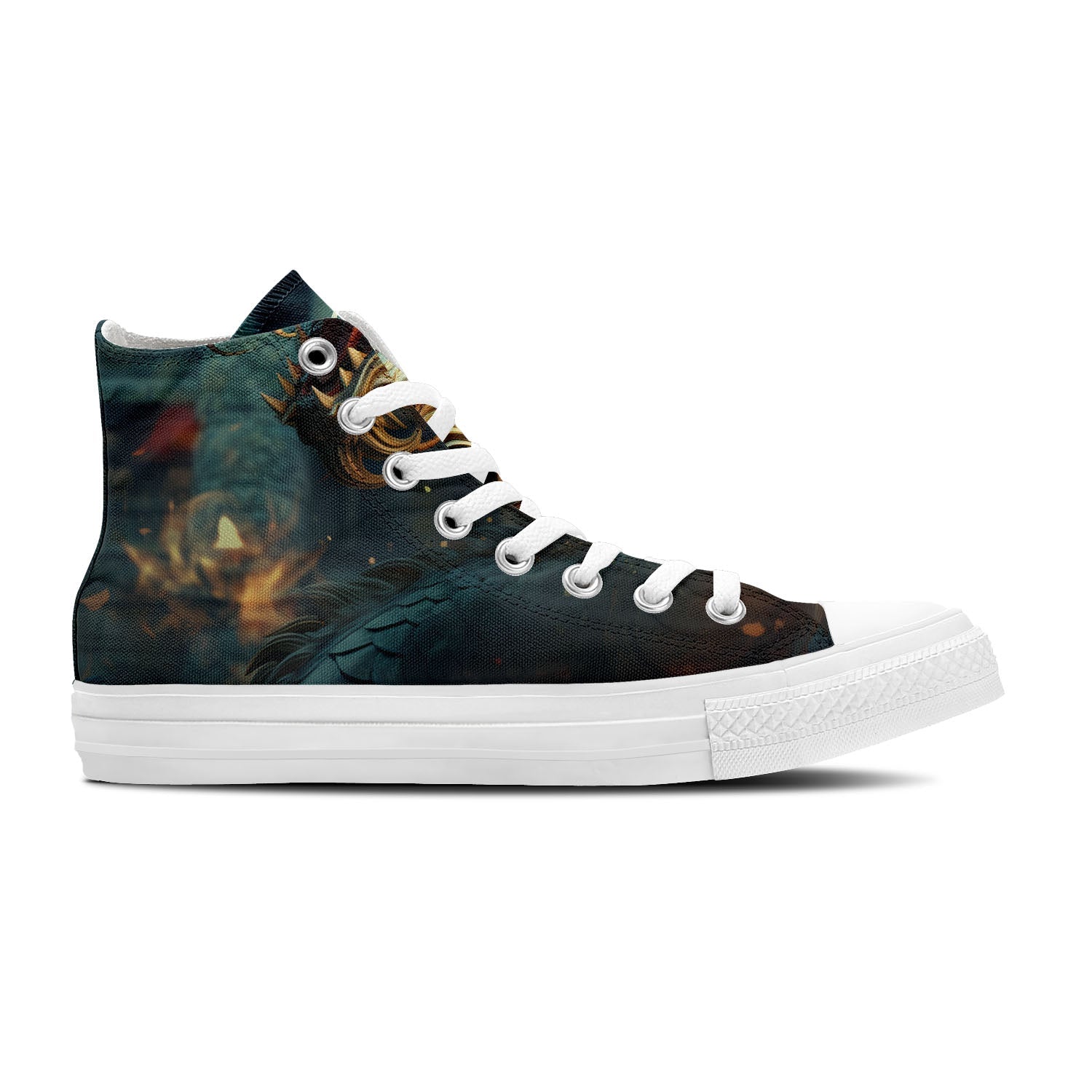 Eleva tu estilo con estas zapatillas de lona de media caña inspiradas en dragones: una declaración de moda unisex