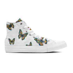 Graceful Soar: Zapatillas de lona de media caña adornadas con la elegancia de una mariposa para hombre y mujer: un paso caprichoso hacia el estilo y la comodidad