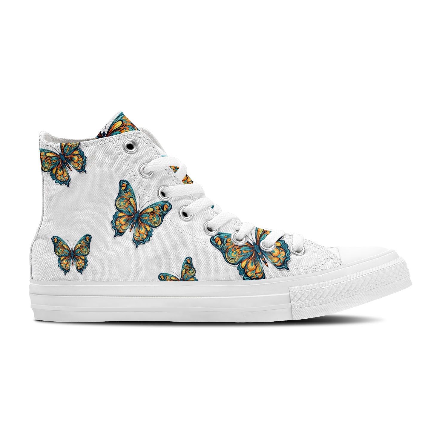 Graceful Soar: Zapatillas de lona de media caña adornadas con la elegancia de una mariposa para hombre y mujer: un paso caprichoso hacia el estilo y la comodidad