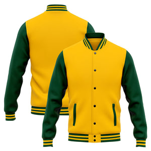 Chaqueta universitaria personalizada estilo Letterman para hombres-mujeres y jóvenes-color verde y amarillo
