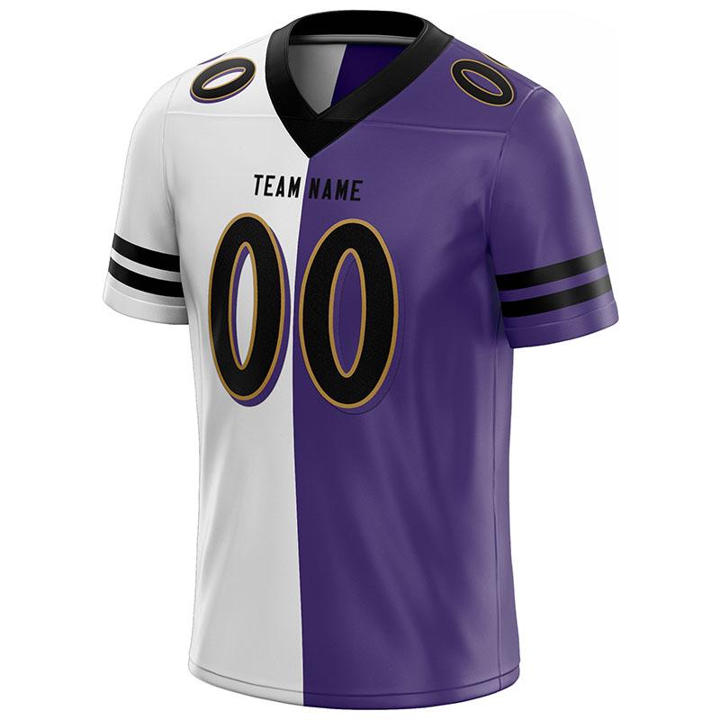 custom authentic split fashion football jersey purple-white-black mesh
